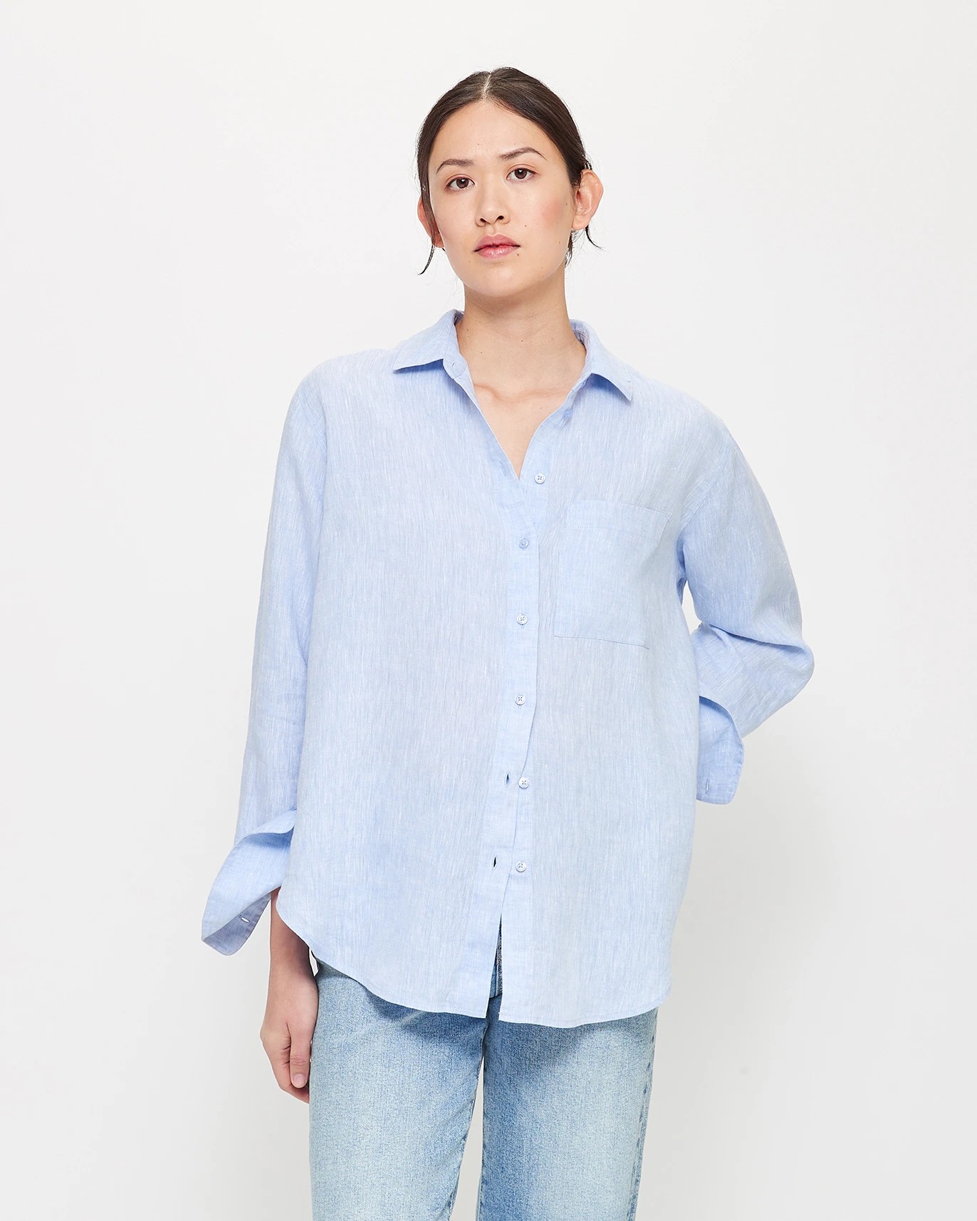 European Linen Long Sleeve Shirt - Chambray Blue | Target Australia