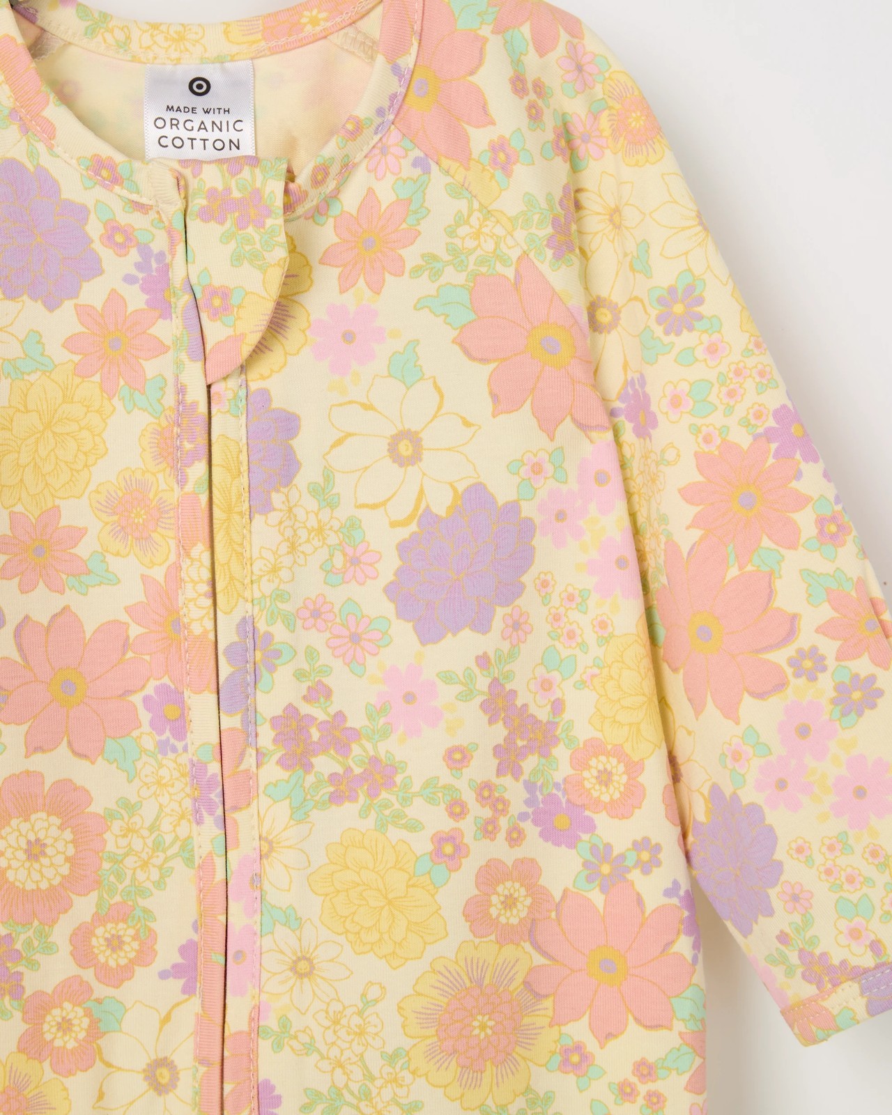 Baby Organic Cotton Zip Coverall - Floral Lemon Icing 2 of 2