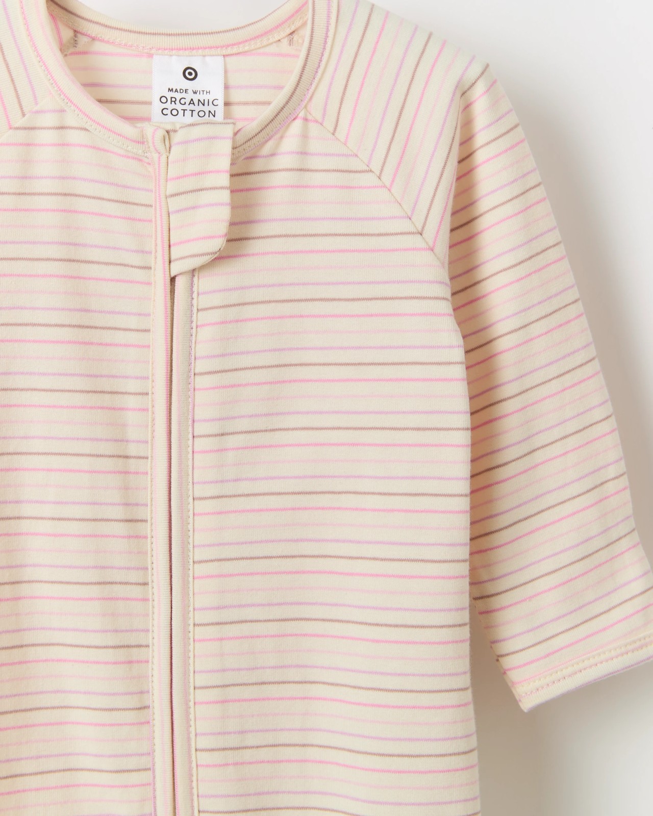Baby Organic Cotton Zip Coverall - Begonia Stripe 2 of 3