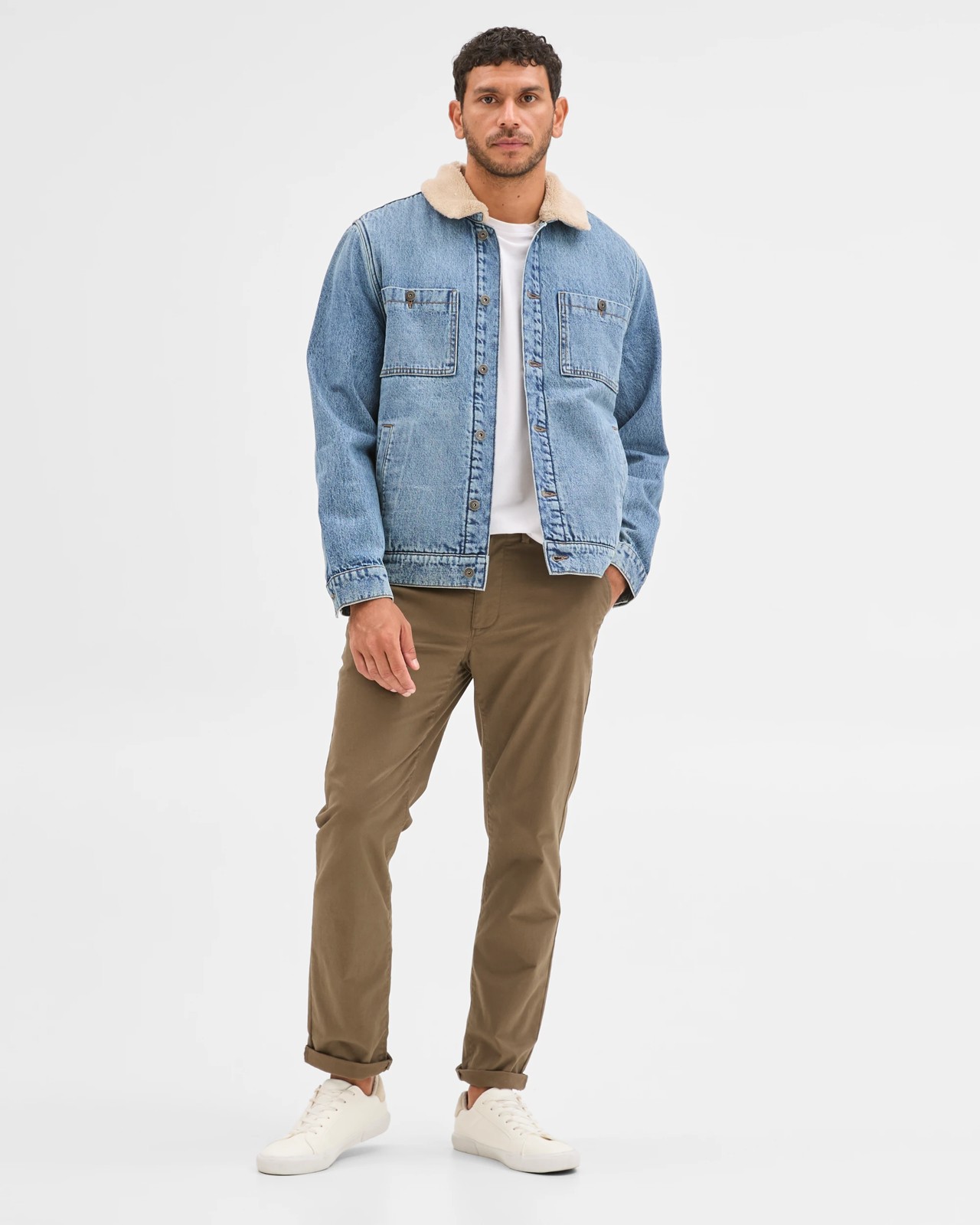 Denim Sherpa Jacket - Mid Indigo 3 of 6