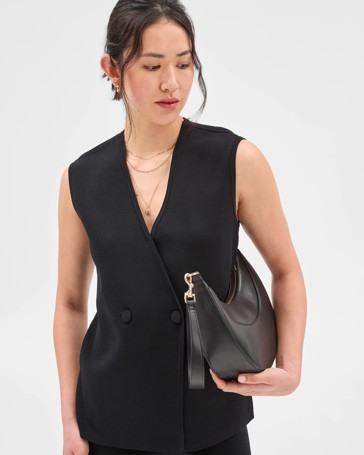Crepe Knit Button Detail Top - Preview