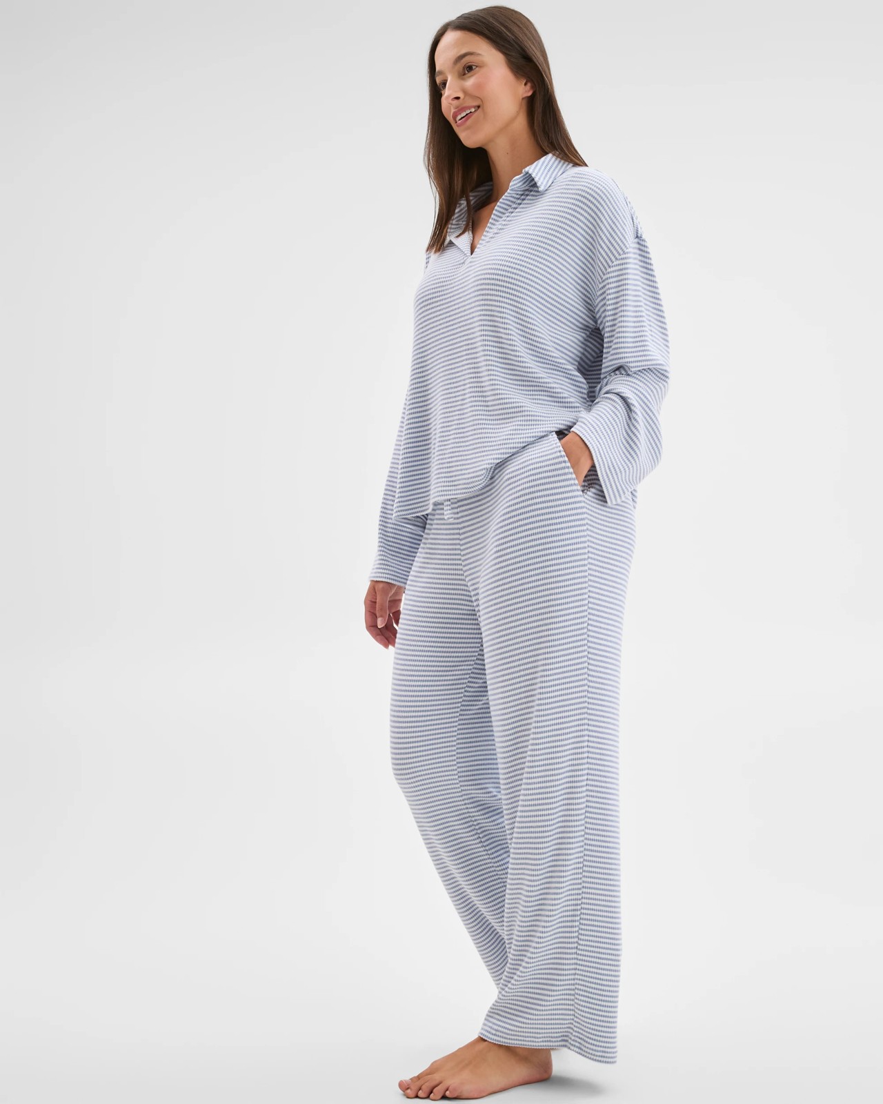 Cosy Rib Wide Leg Pants - Blue 3 of 6