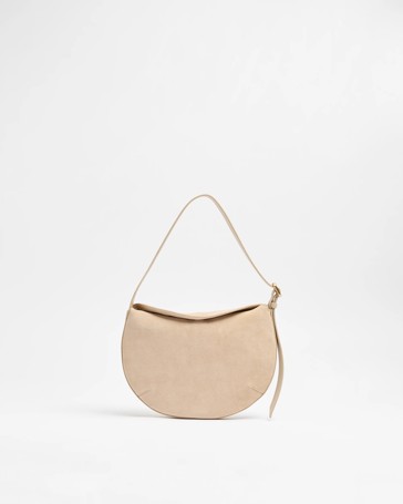 Suede Leather Crescent Shoulder Bag