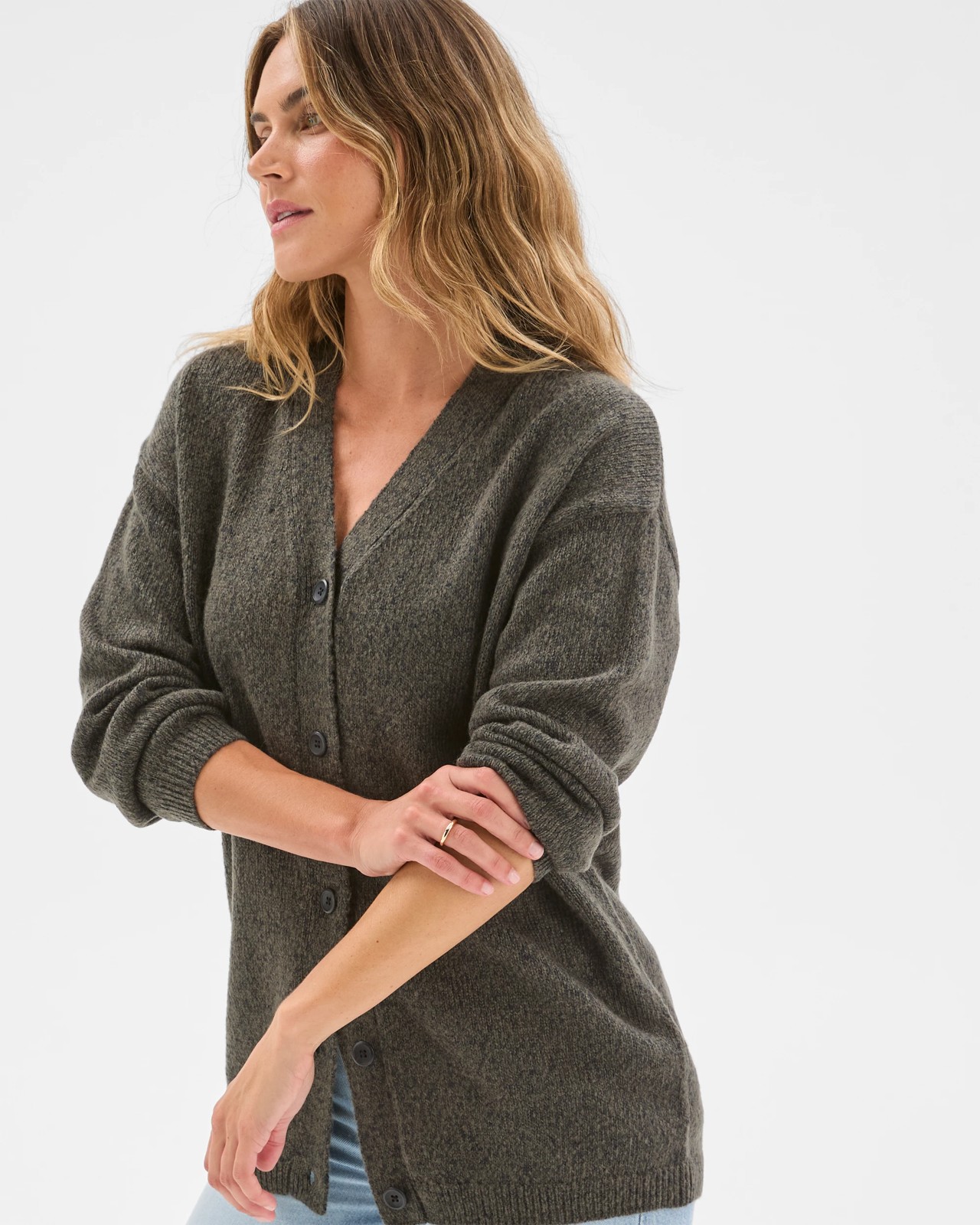 Twist Slub Grandpa Cardigan - Oregano Marle 4 of 6