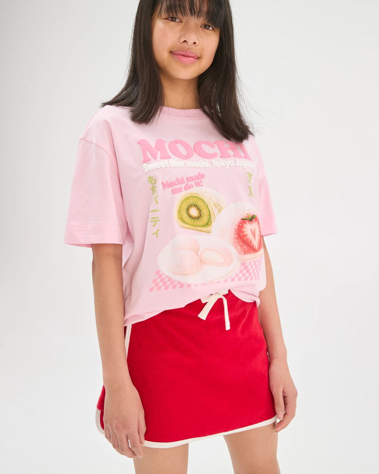 Australian Cotton Dolphin Hem Short Length Knit Terry Skort - Red 2 of 5