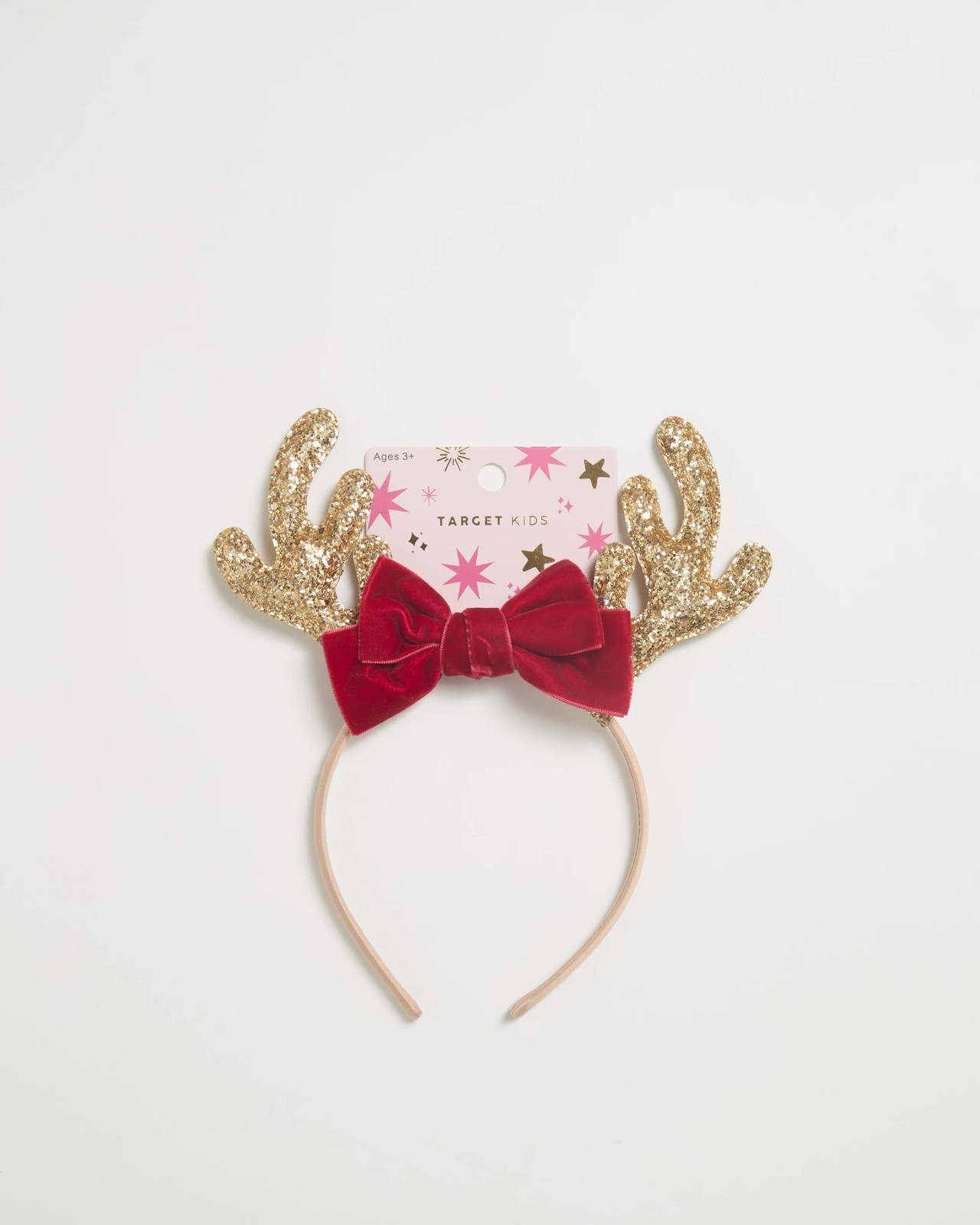 Velvet Bow Antlers Christmas Headband 3 of 3