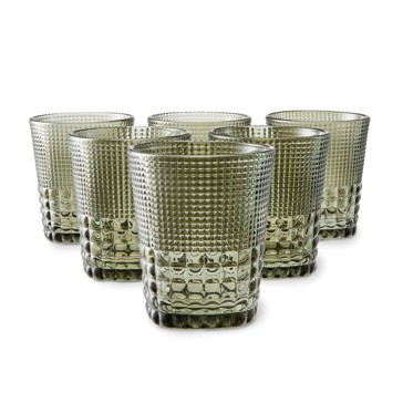 Anko 6 Green Beaded Tumbler Glasses