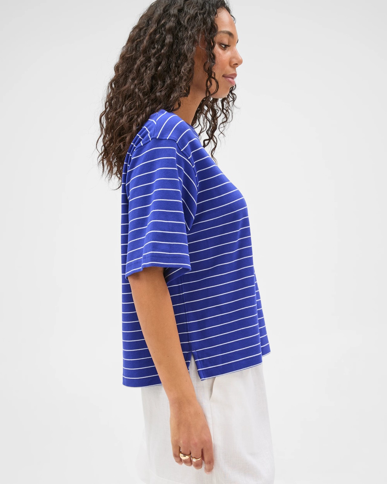 Australian Cotton Heavyweight Boxy T-Shirt - Vivid Blue 5 of 6