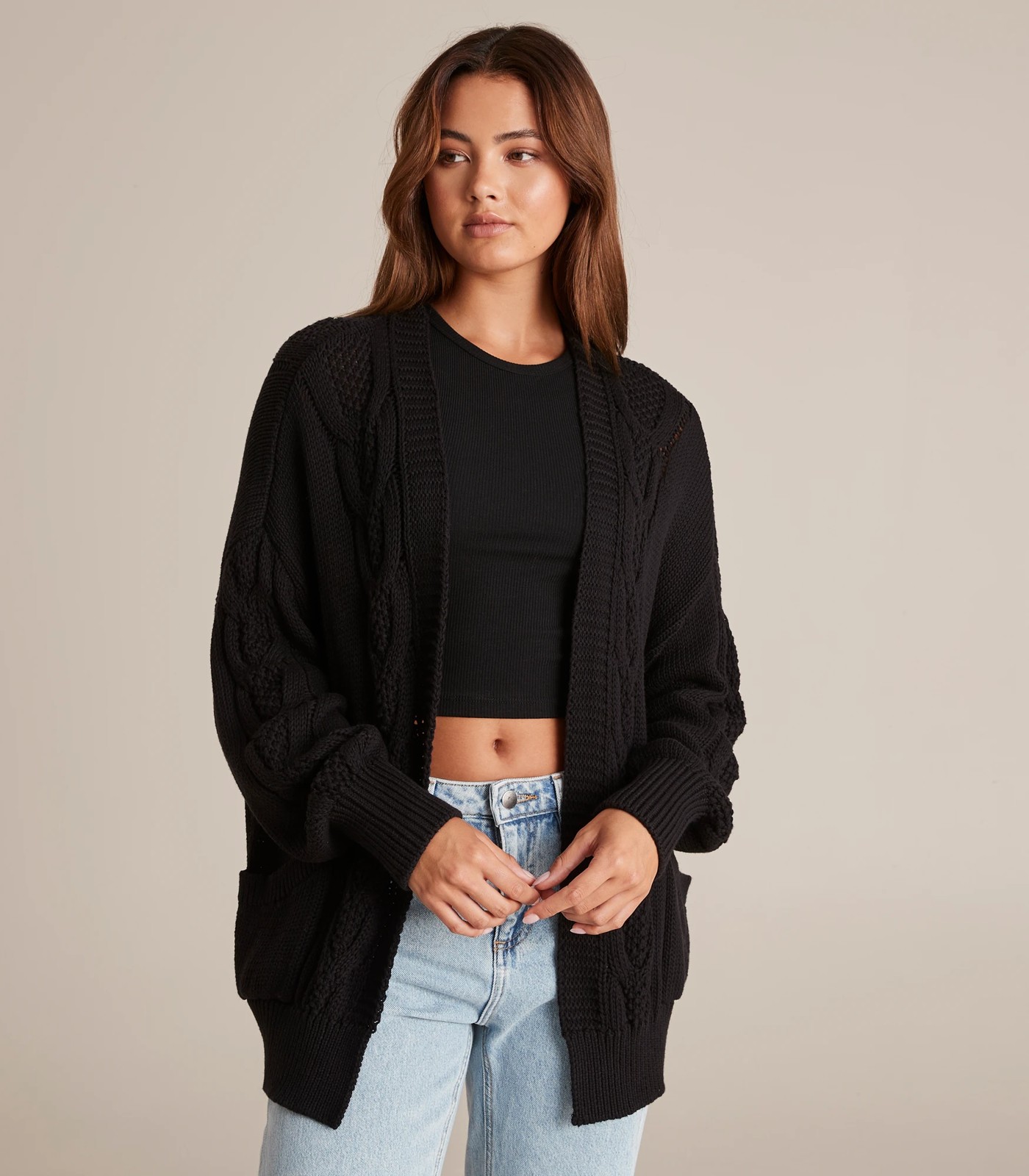 Womens black hot sale cardigan australia