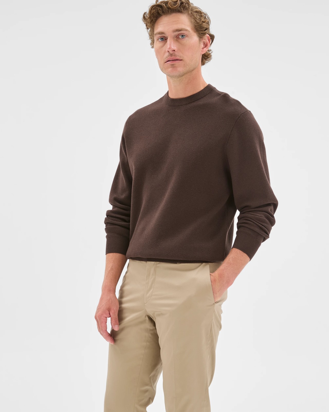 Preview Australian Cotton Tailored Slim Chino Pants - Stone 2 of 5