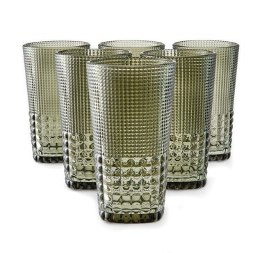 Anko 6 Green Beaded Highball Glasses