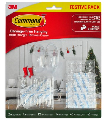 100 Pack 3M Command Command Festive Hooks