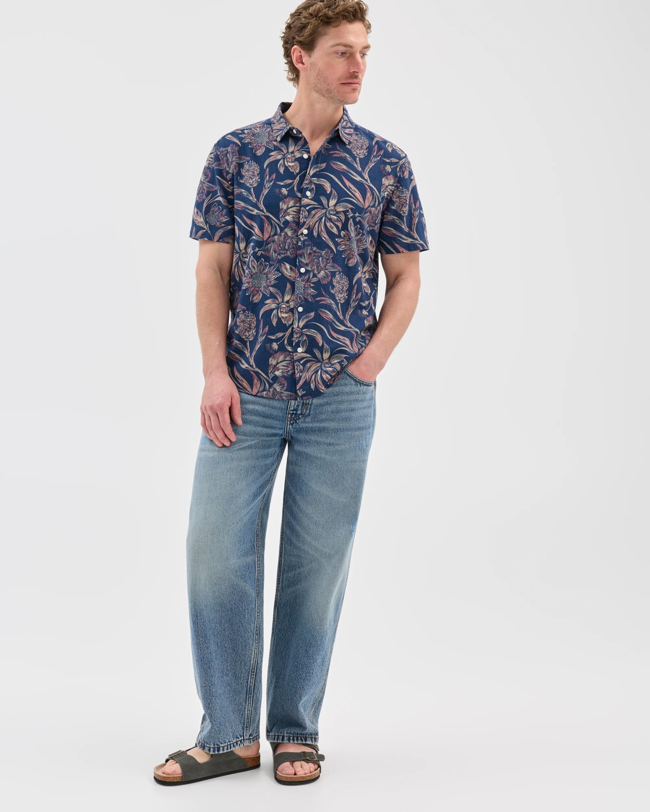 Australian Cotton Short Sleeve Crinkle Floral Shirt 2 of 5