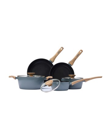 Anko 5 Piece Wood Look Linear Cookware Set - Grey