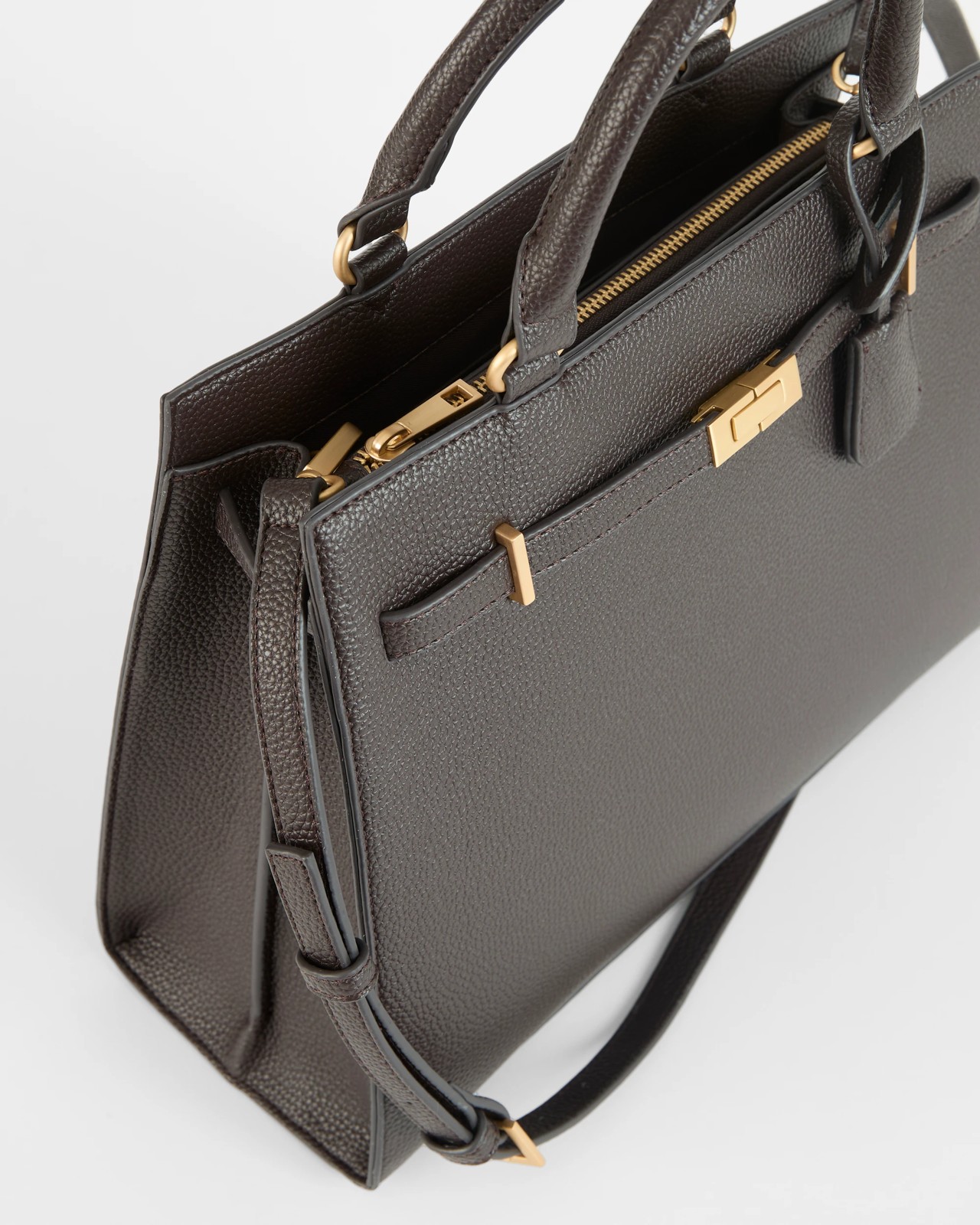 Medium Clasp Detail Structure Work Tote Bag - Bitter Chocolate 2 of 2