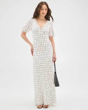 Lily Loves European Linen Blend Puff Sleeve Midi Dress