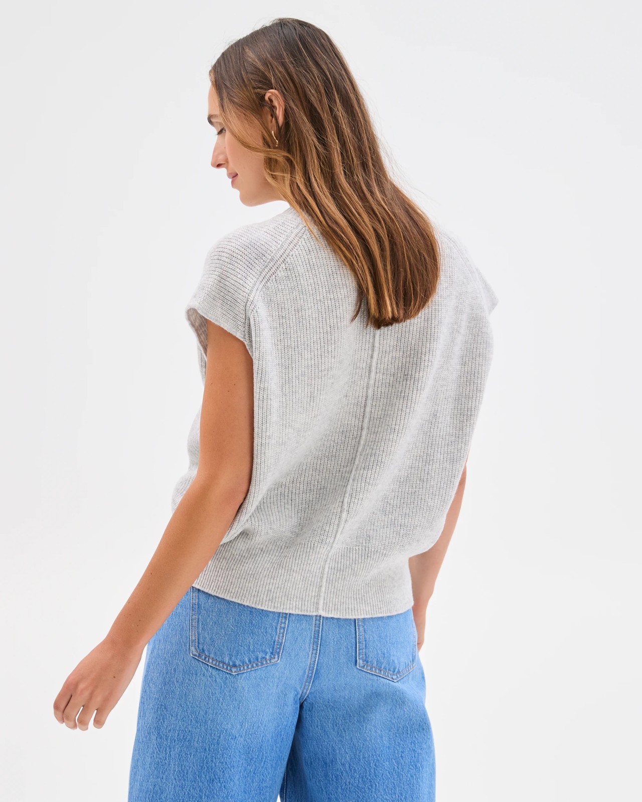 Australian Lambswool Button Through Vest - Light Grey Marle 6 of 6