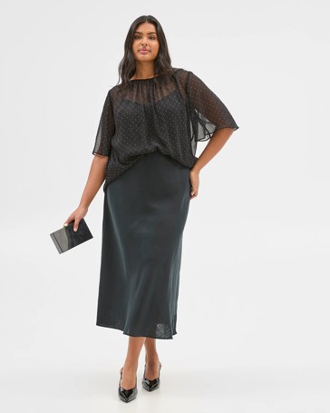 Plus Size Flutter Sleeve Diamante Blouse