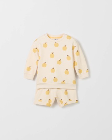 Organic Cotton Baby Crew Fleece Top and Short 2 Piece Set