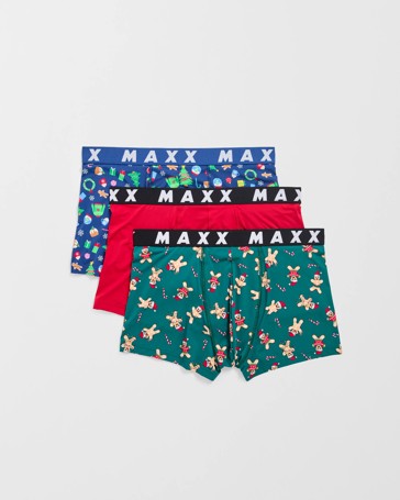 Maxx 3 Pack Microfibre Christmas Trunks