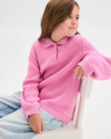 Long Sleeve Collared Knit Jumper