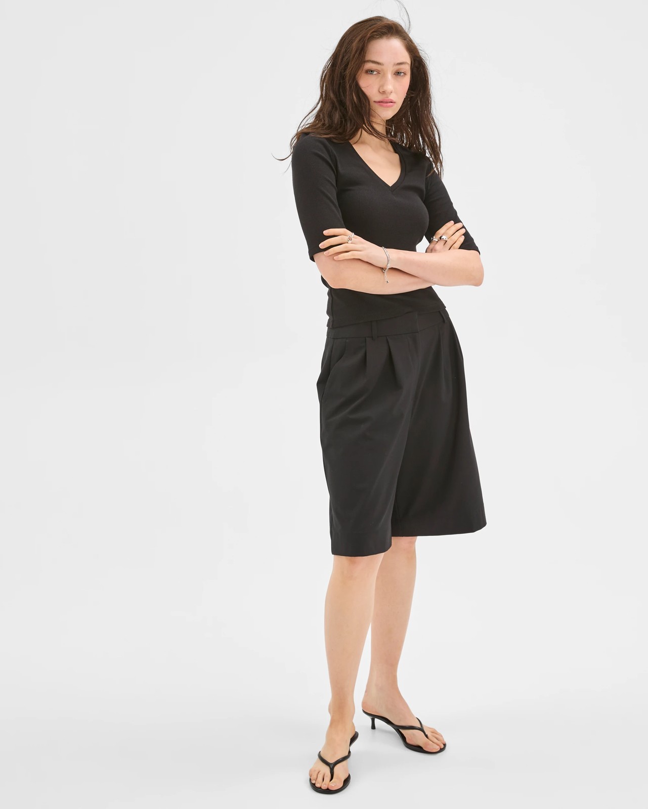 Lily Loves V-Neck Elbow Sleeve T-Shirt - Black 4 of 5