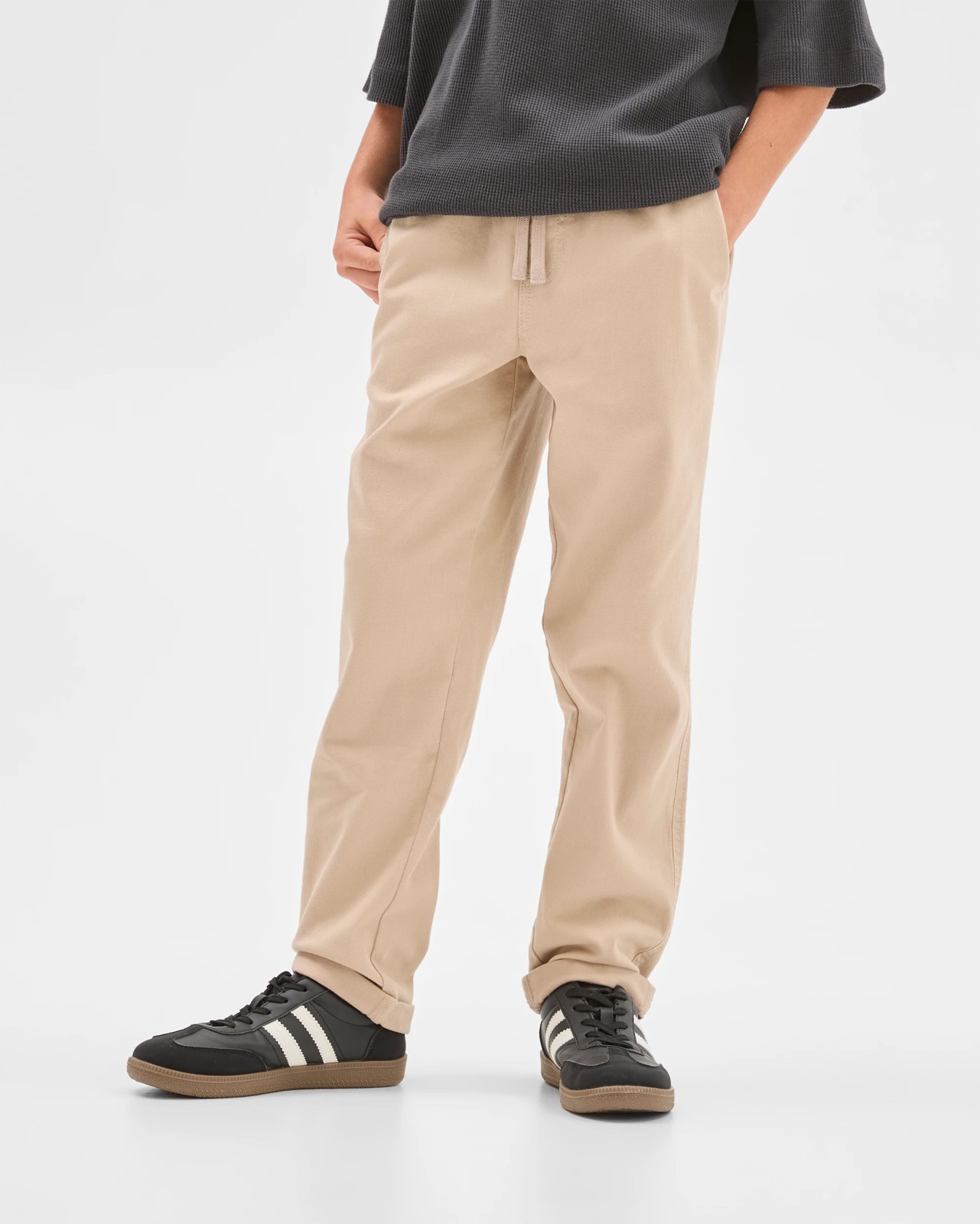 Elastic Waist Chino Pants - Stone 4 of 5