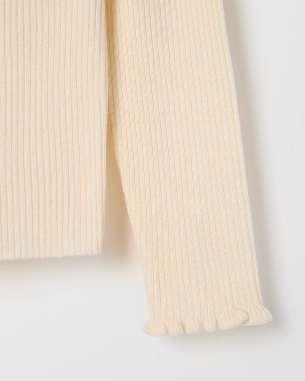 Long Sleeve Rib Knit Top - Cream 2 of 2