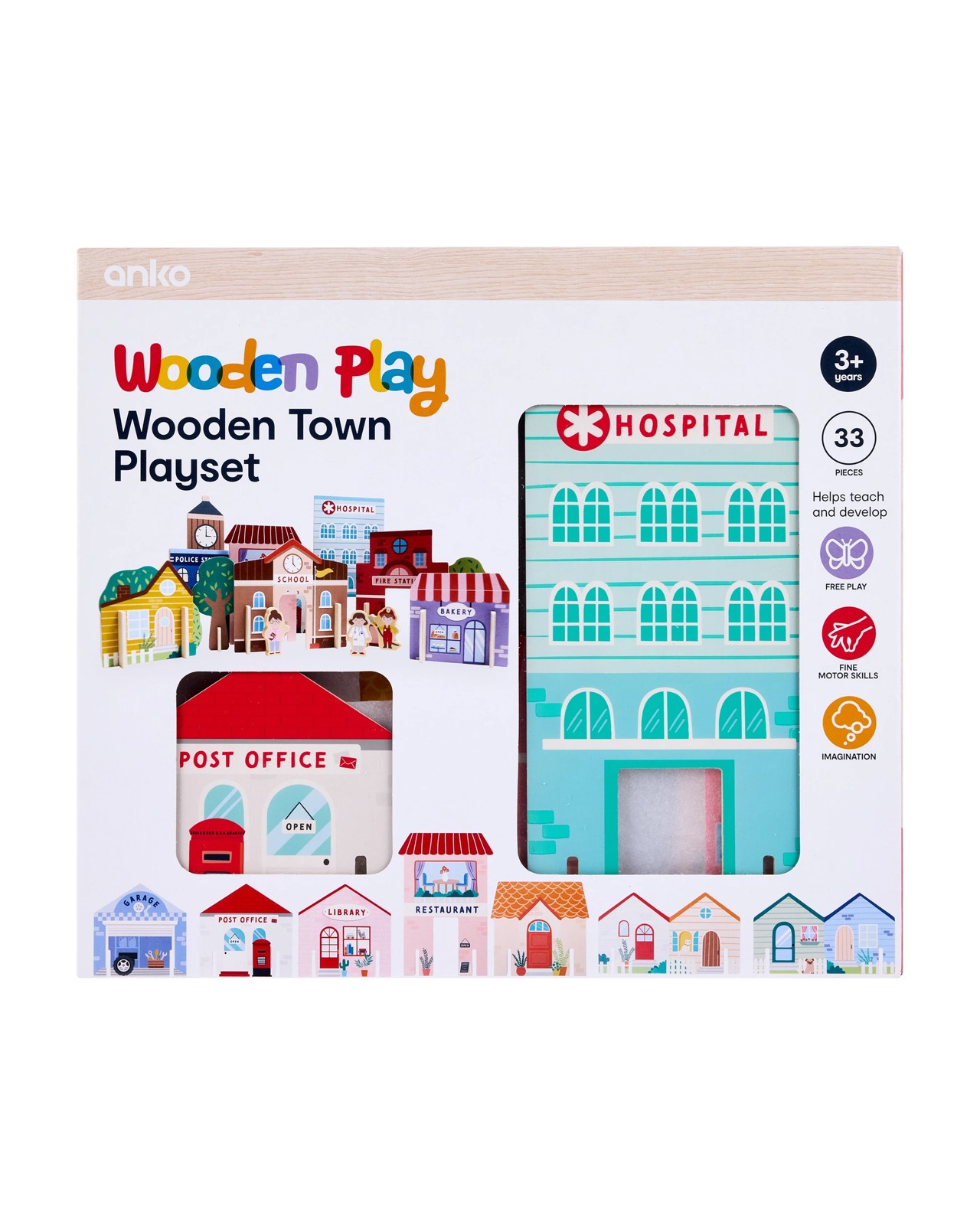 Anko 33 Piece Wooden Town Playset 5 of 6