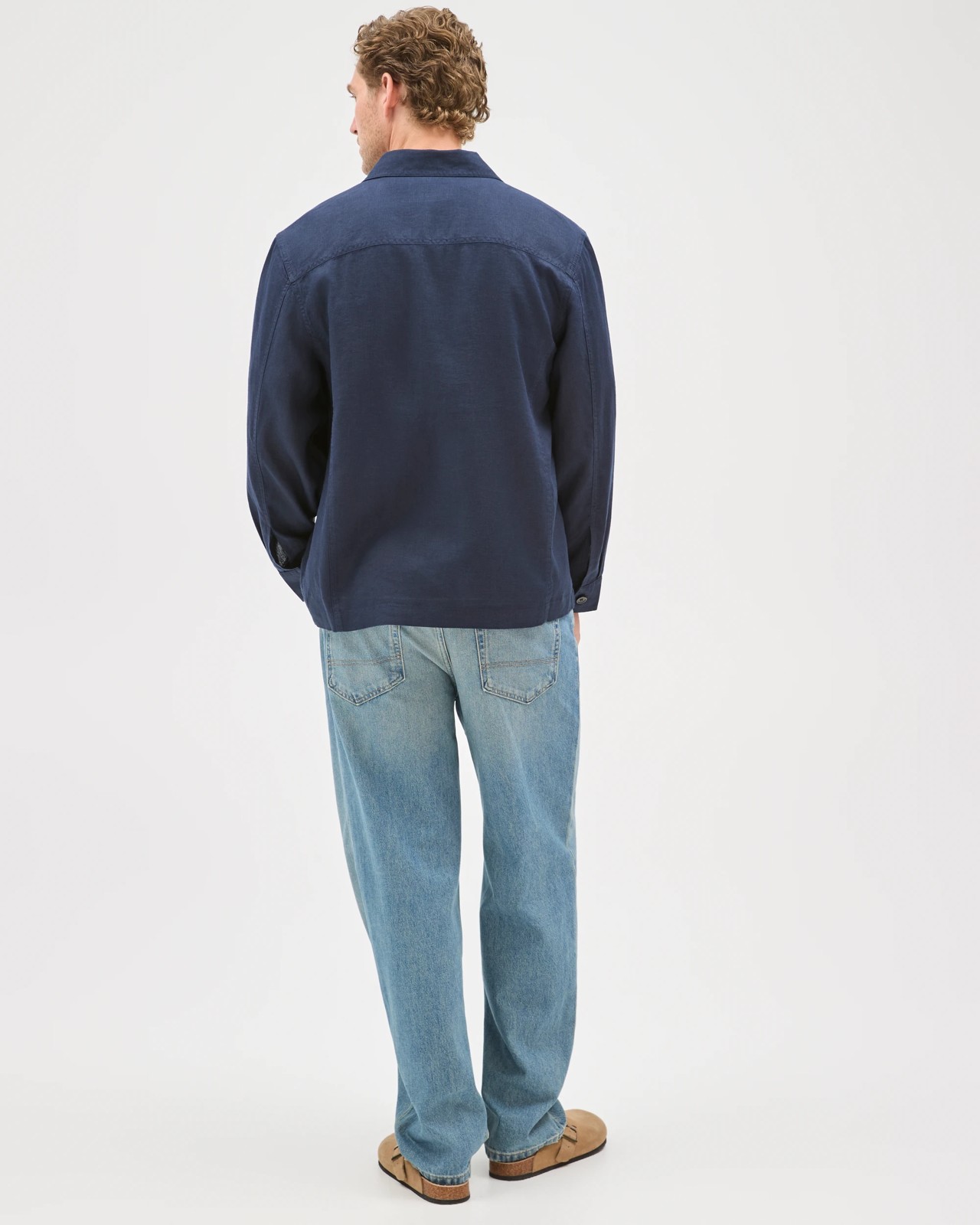 European Linen Long Sleeve Oversized Overshirt - Navy 6 of 6