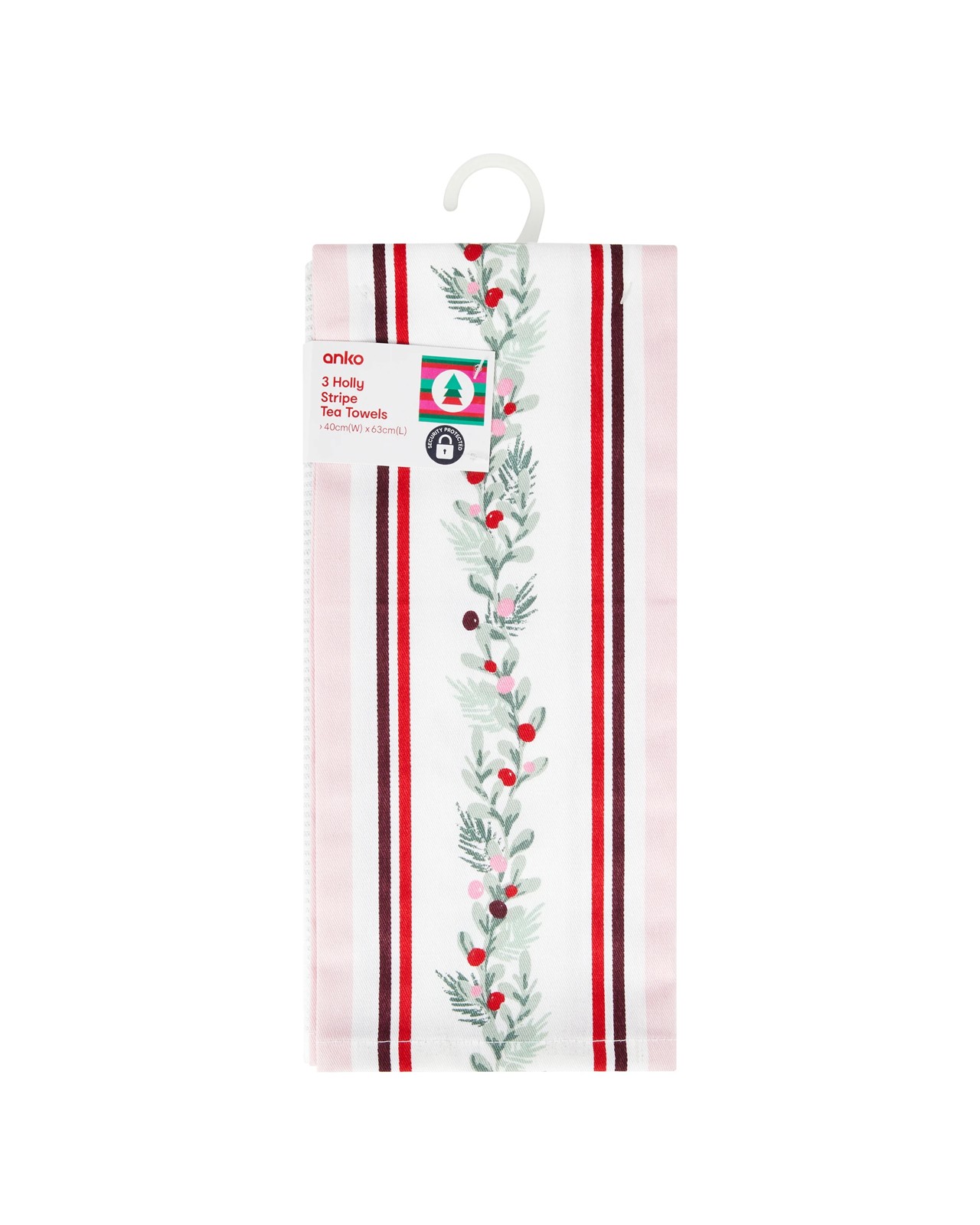 Anko 4 Pack Holly Stripe Tea Towels 6 of 6