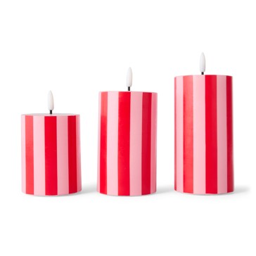 LED Pink and Red Stripe Candle Set - Anko
