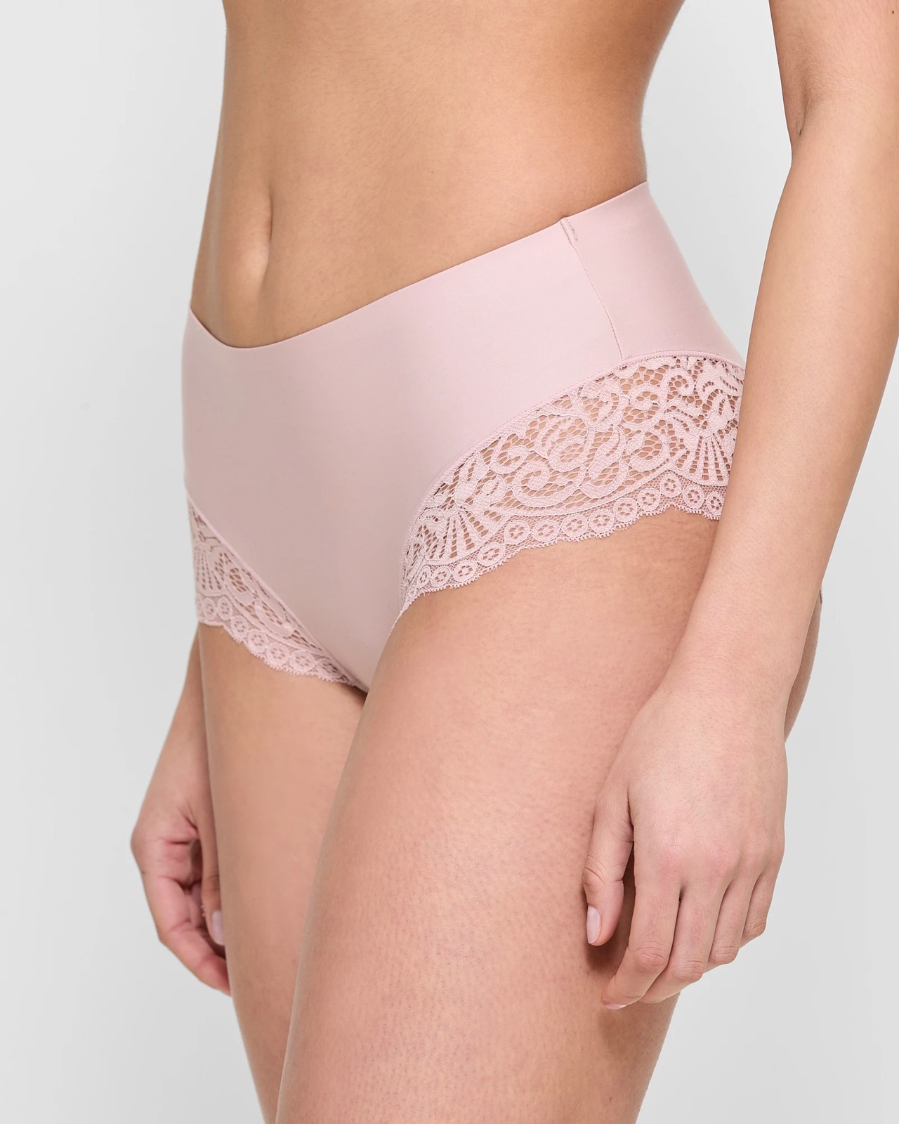 Bonded Waist Microfibre and Lace Midi Briefs 2 of 3