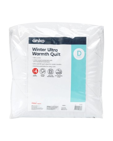 Anko Winter Ultra Warmth Quilt - Double Bed - White