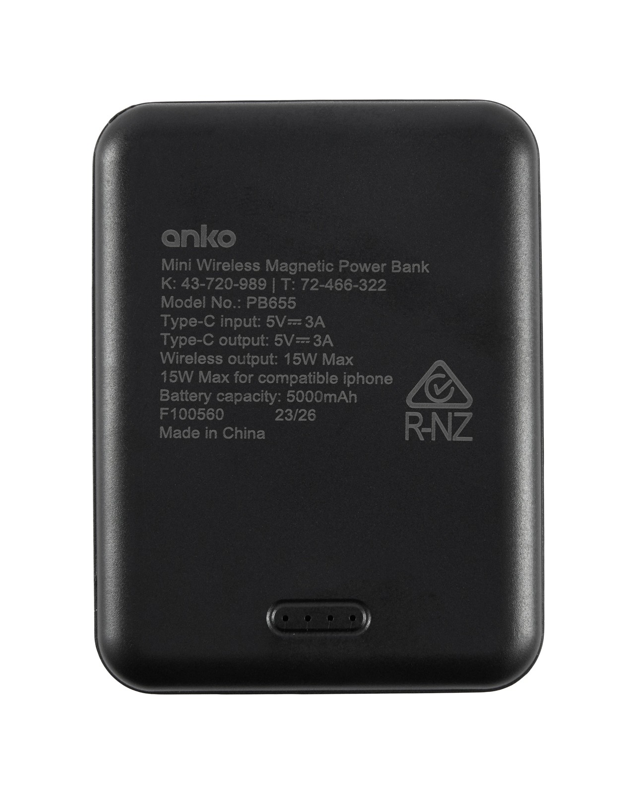 Anko Mini 5000 mAh Wireless Power Bank - Black 5 of 5