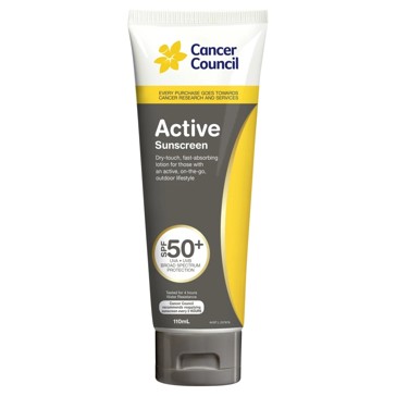 Cancer Council SPF 50 Active Sunscreen 110ml