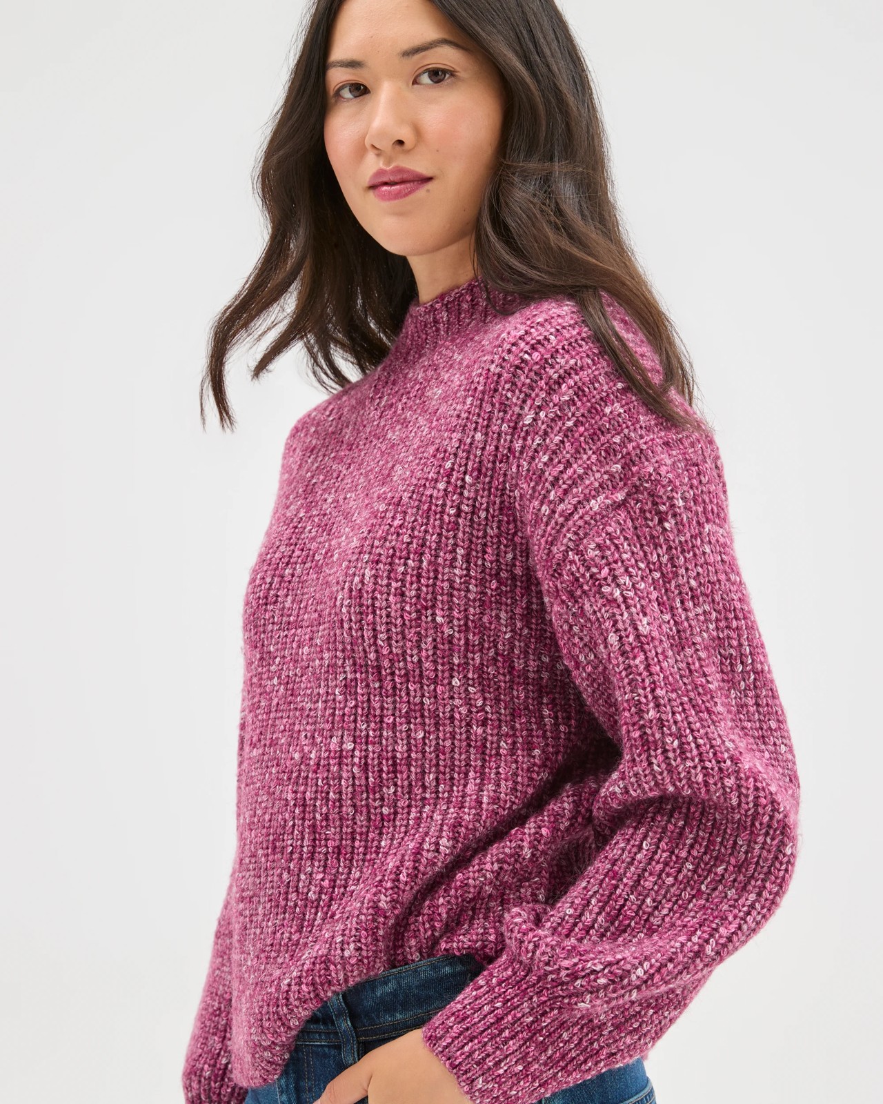 Twist Yarn High Neck Jumper - Boysenberry Twist 3 of 6
