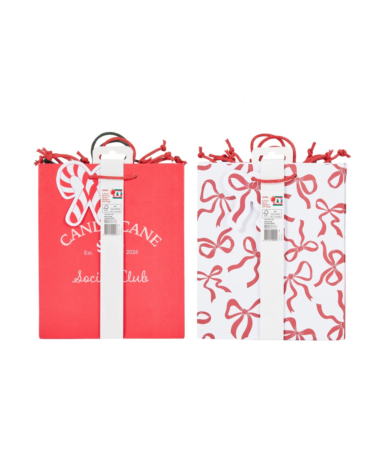 Anko 4 Pack Medium Gift Bags - Assorted 4 of 4