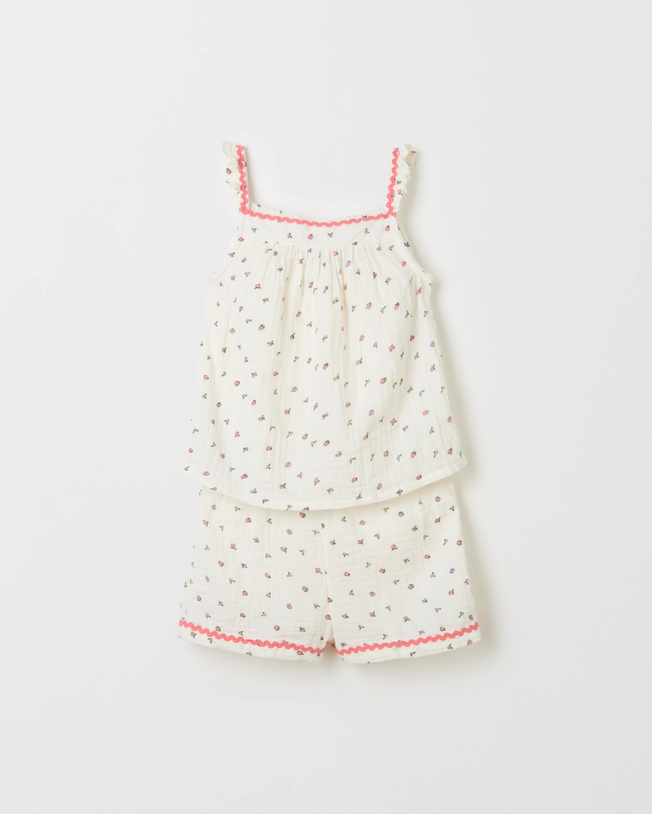 Australian Cotton Younger Girls Cami Woven Pyjama Set - Cream Fruit 6 of 6
