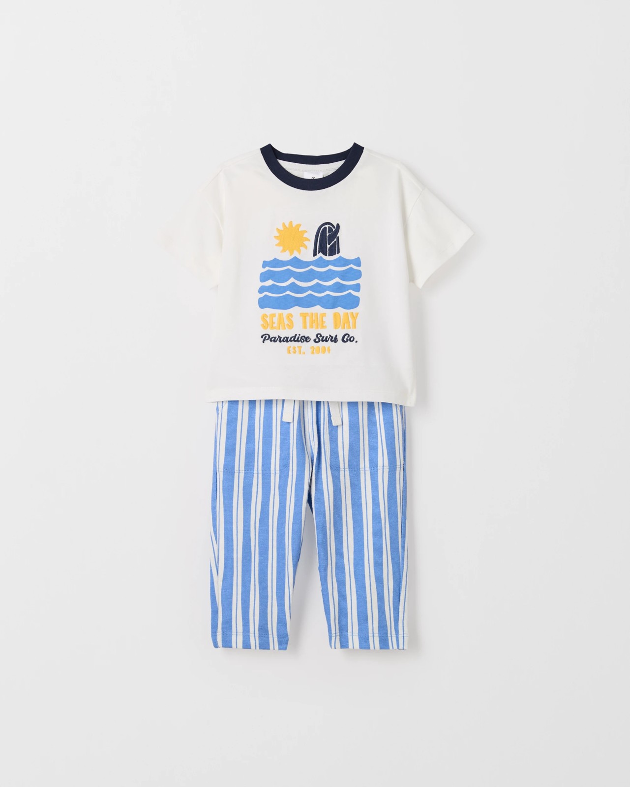Baby Organic Cotton T-Shirt & Trackpants 2 Piece Set - Seas The Day Cloud Dancer 4 of 6