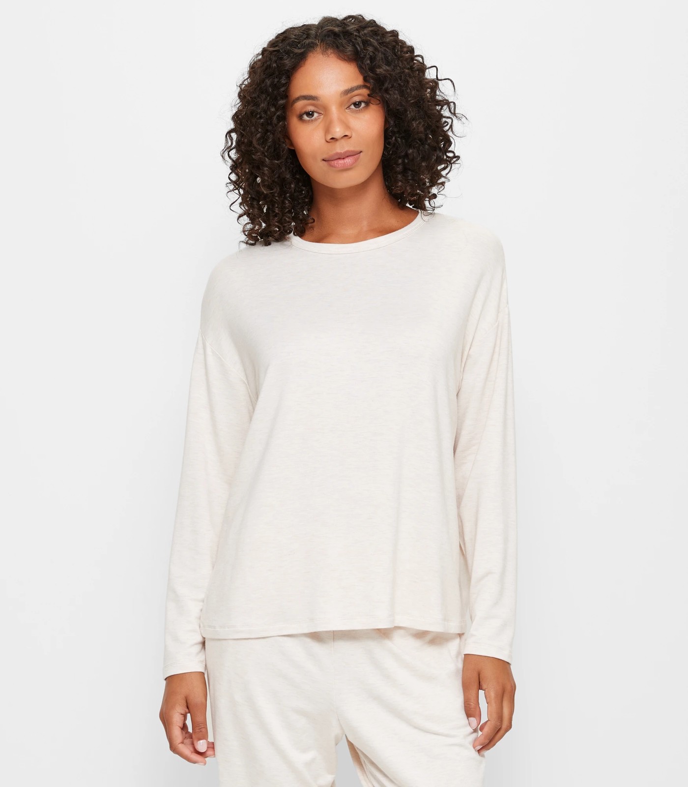 WOMEN'S LONG SLEEVE TEE, OATMEAL