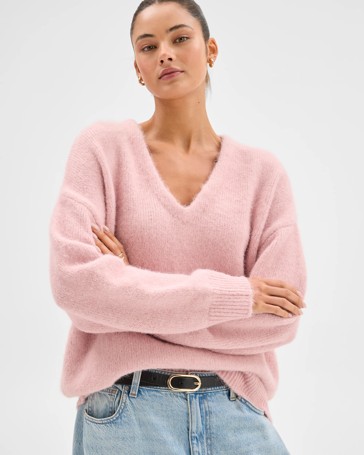 Lily Loves V-Neck Fluffy Knit Jumper