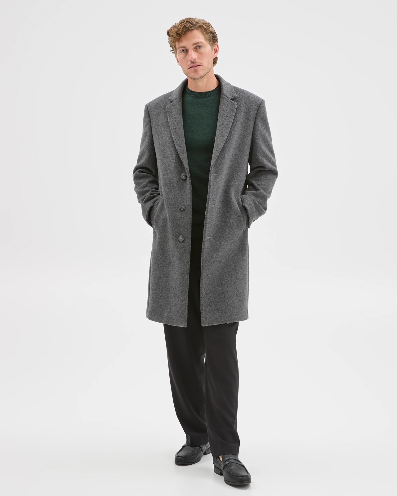 Preview Long Sleeve Long Coat - Charcoal 3 of 6