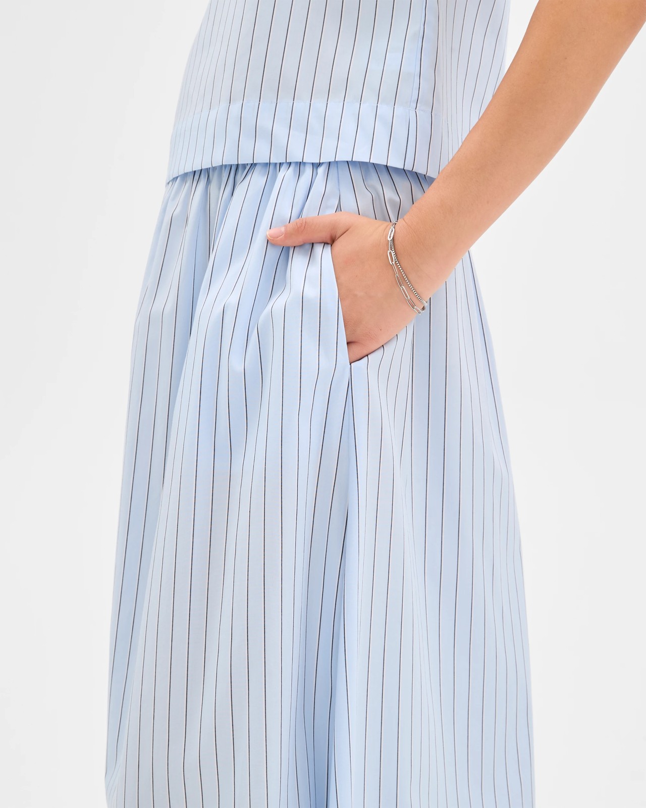 Preview Australian Cotton Elasticated Waist Skirt - Blue / Stripe 5 of 6