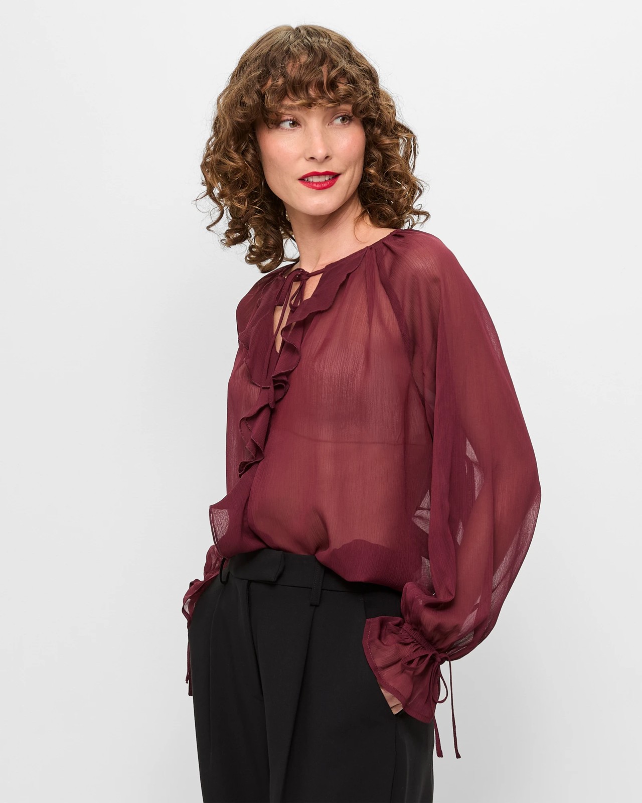 Long Sleeve Ruffle Blouse - Preview 3 of 5