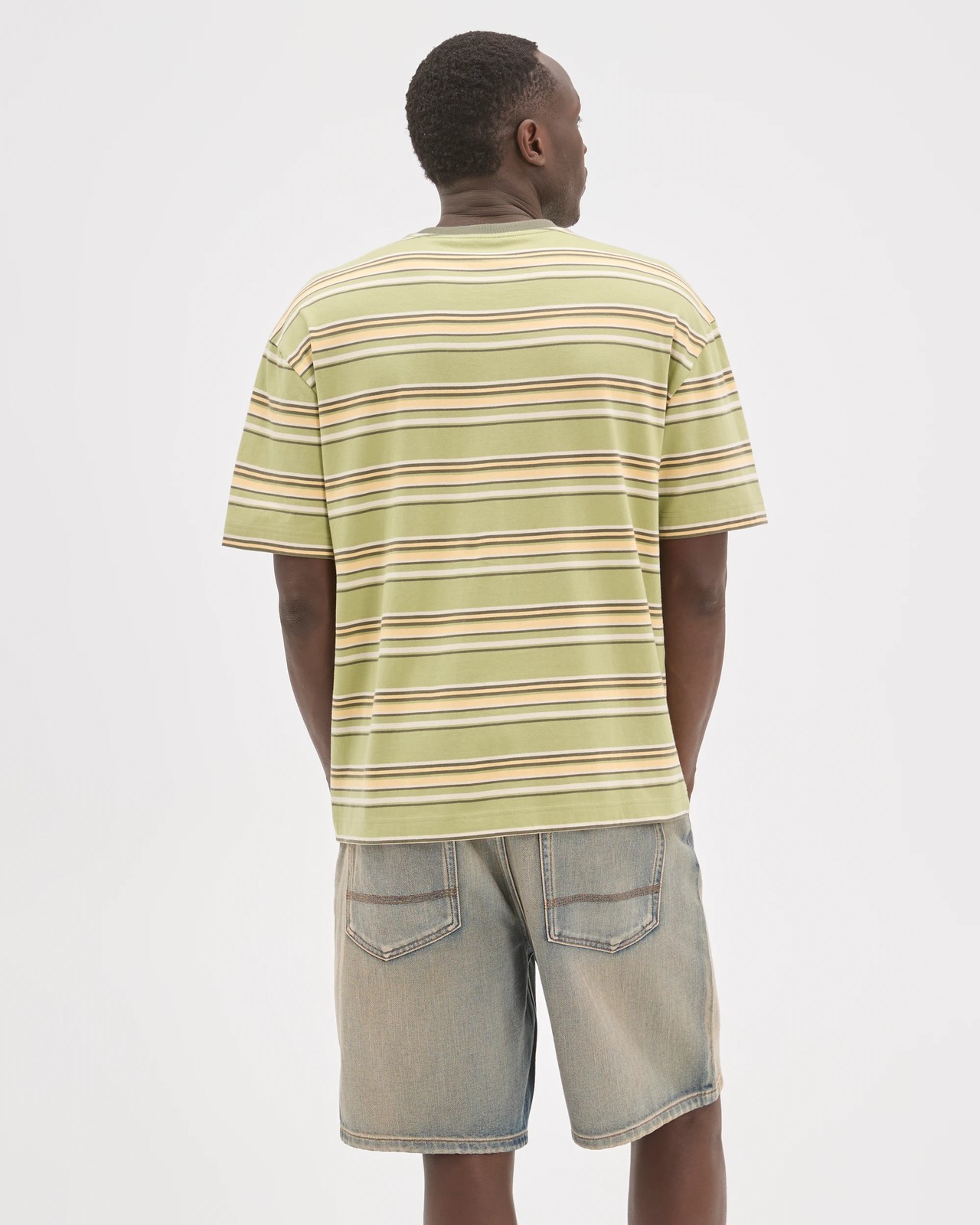 Commons Australian Cotton Oversized Stripe T-Shirt - Sage Stripe 6 of 6