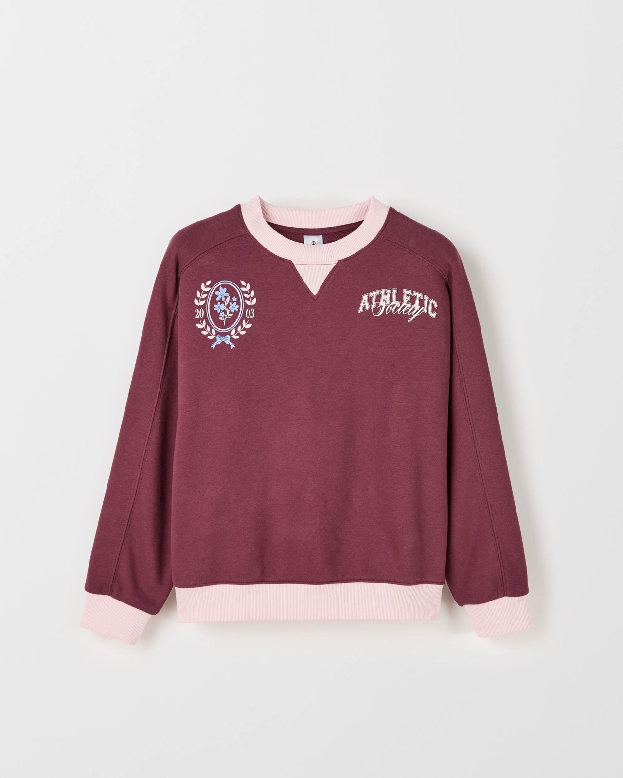 Australian Cotton Blend Long Sleeve Fleece Sweat Top - Eggplant Burgundy 5 of 5