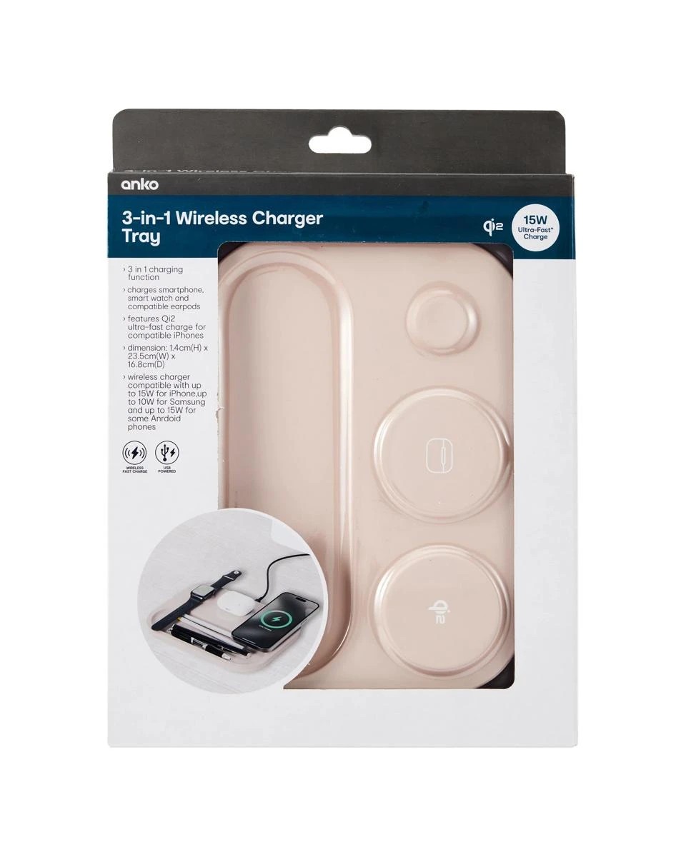 Anko 3-in-1 Wireless Charger Tray - Beige 6 of 6