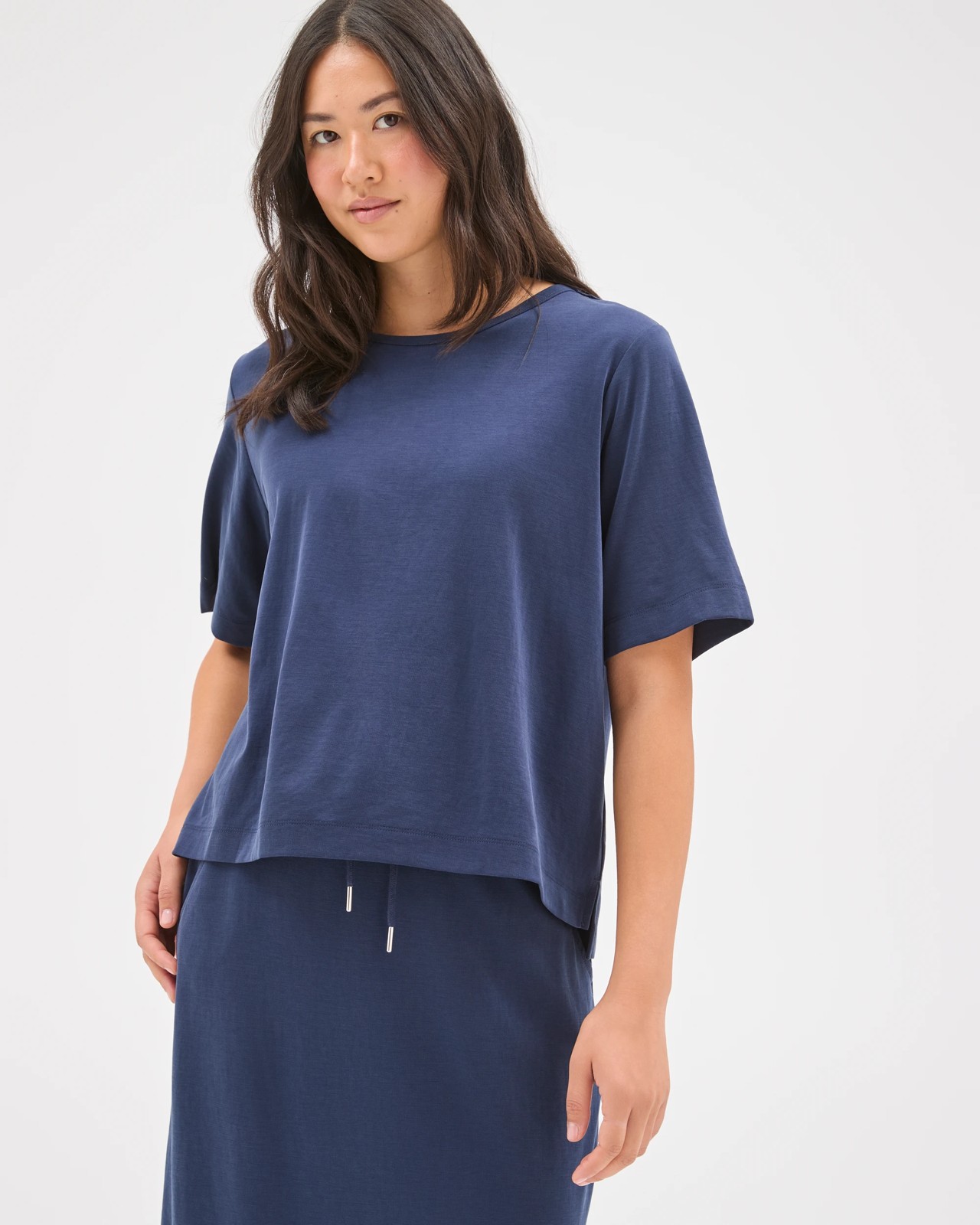 Relaxed Drape T-Shirt - Navy 3 of 5