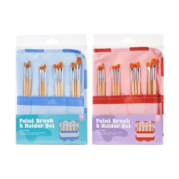 16 Piece Paint Brush and Holder Set  Assorted - Anko